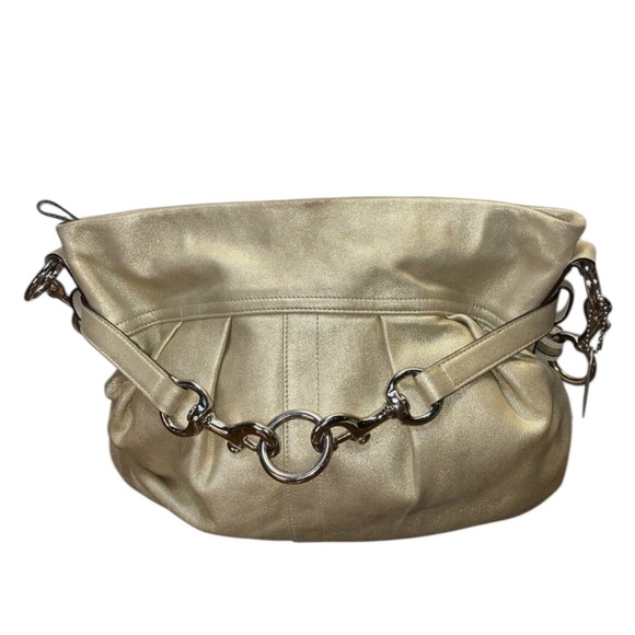 Coach Goat Suede Pleated Belted Hobo Bag - Picture 1 of 12